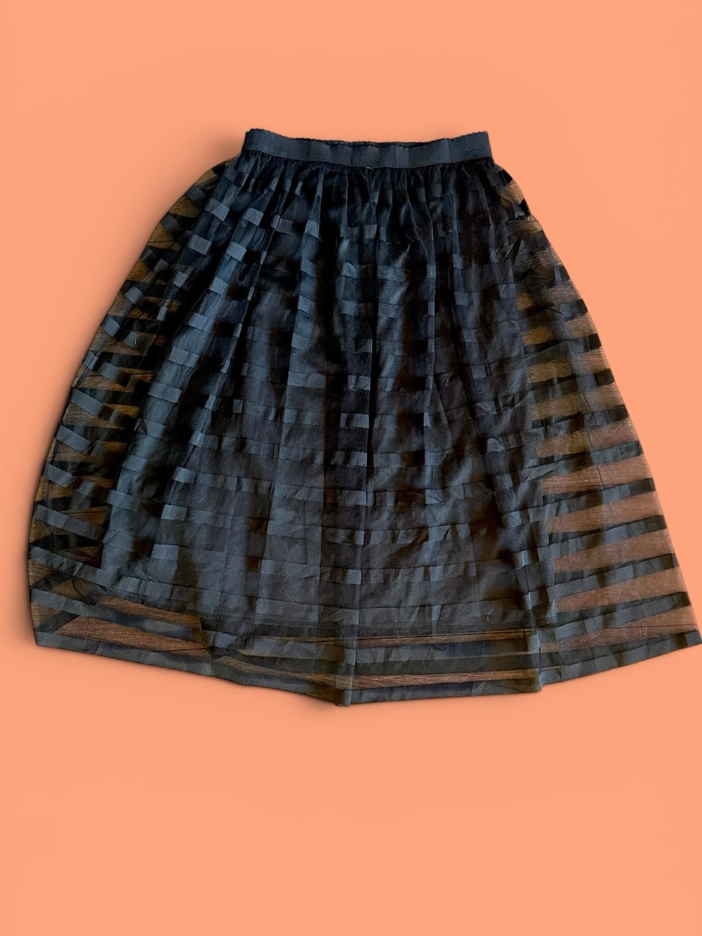 Black Striped A-Line Skirt